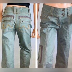 CABI 675 Spruce Green Wide Leg Cargo Pants size 12